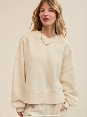 Aerie Apres-Chill Sweatshirt Large NWT Natural Cozy Textured Pullover